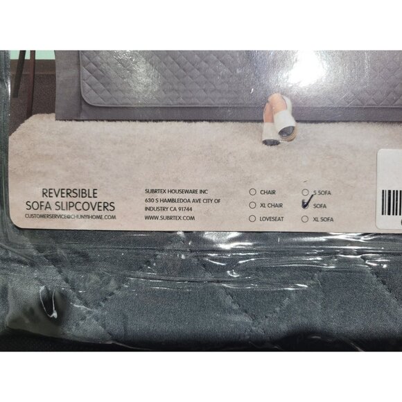 New Reversible Non Slip Box Cushion Sofa Slipcover Gray Chun Yi Subrtex - Picture 2 of 6